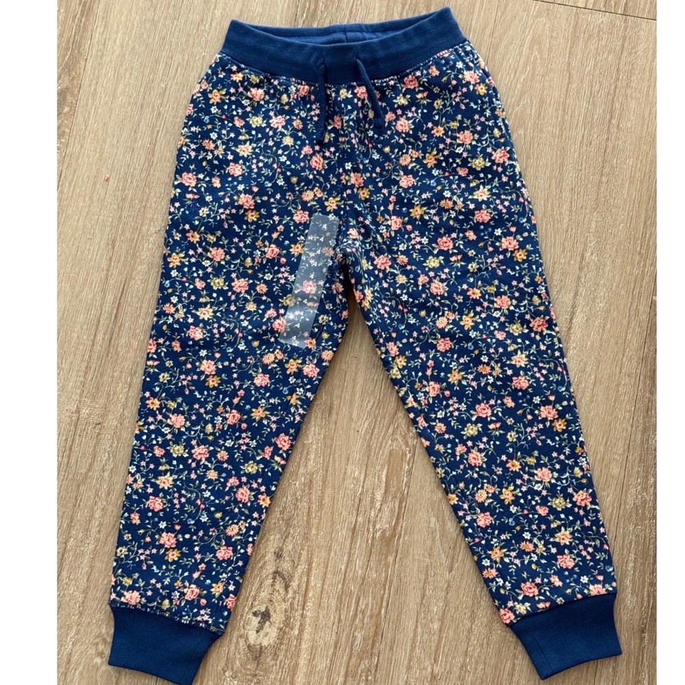 Polo Ralph Lauren Kids Girls Floral Print Jogger Pants‎ Navy Blue Size 4